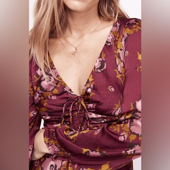 FREE PROPLE morning light purple floral satin mini dress 10 - Picture 2 of 14